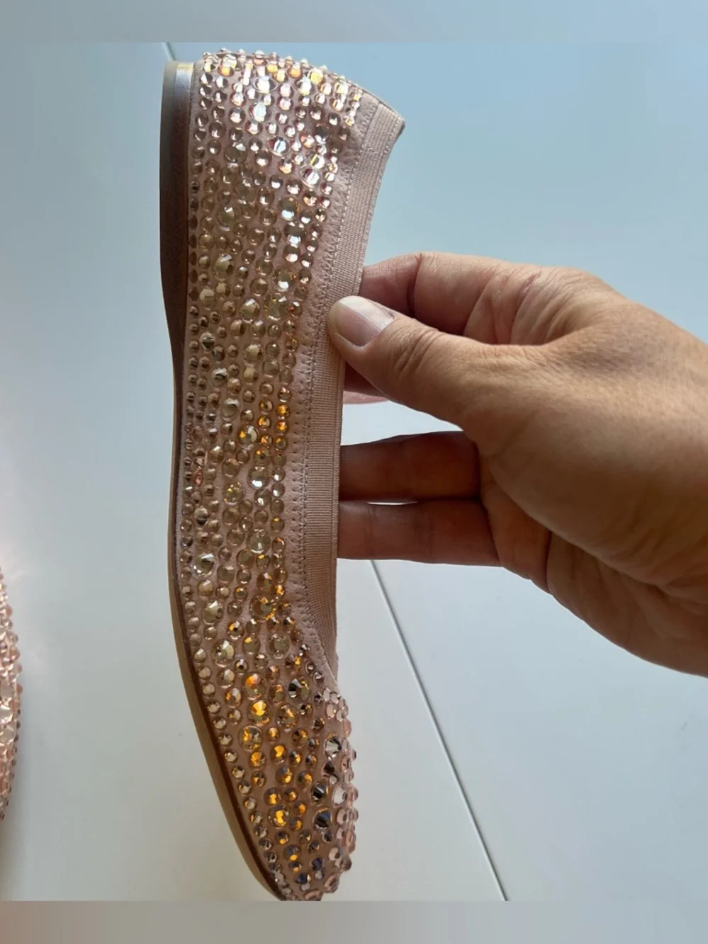Kate Spade Violette Mary Jane Ballet Flats Rhinestones Mochi Pink Size 7.5 NWOT